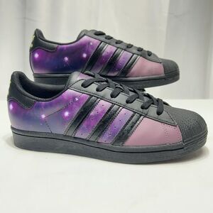 Rare Adidas Superstar Shoes Galaxy Print Black Purple Men's 6.5/Women's 8